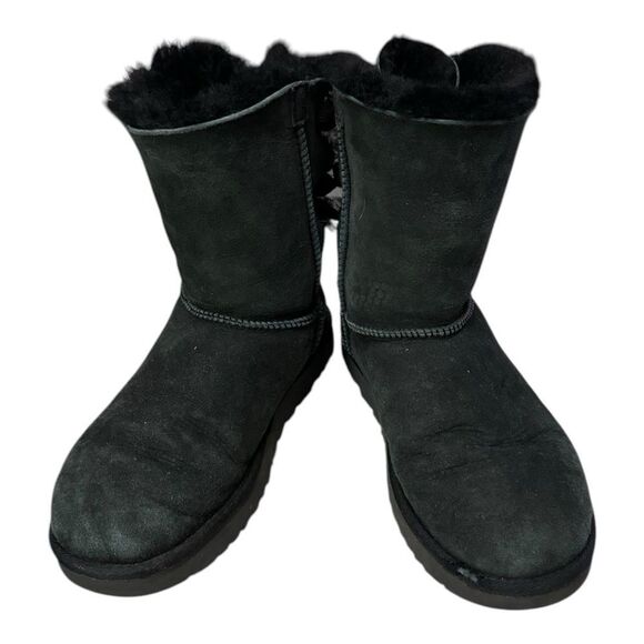 UGG Bailey Corduroy Bow 1094312 Women\'s Black Suede Leather Boots 8